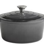 5 STARS-CASSERUOLA GHISA CM 25 CON COPERCHIO E 2 MANICI (INGOMBRO MAX CM 32) H 11,5 LT 4 GRIGIO SI FORNO, NO MICROONDE, NO LAVASTOVIGLIE