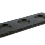VASSOIO IN ARDESIA NATURALE CM 28X10 SPESSORE 6-9 MM CON 3 FORI DAL DIAMETRO DI 6 CM 00987