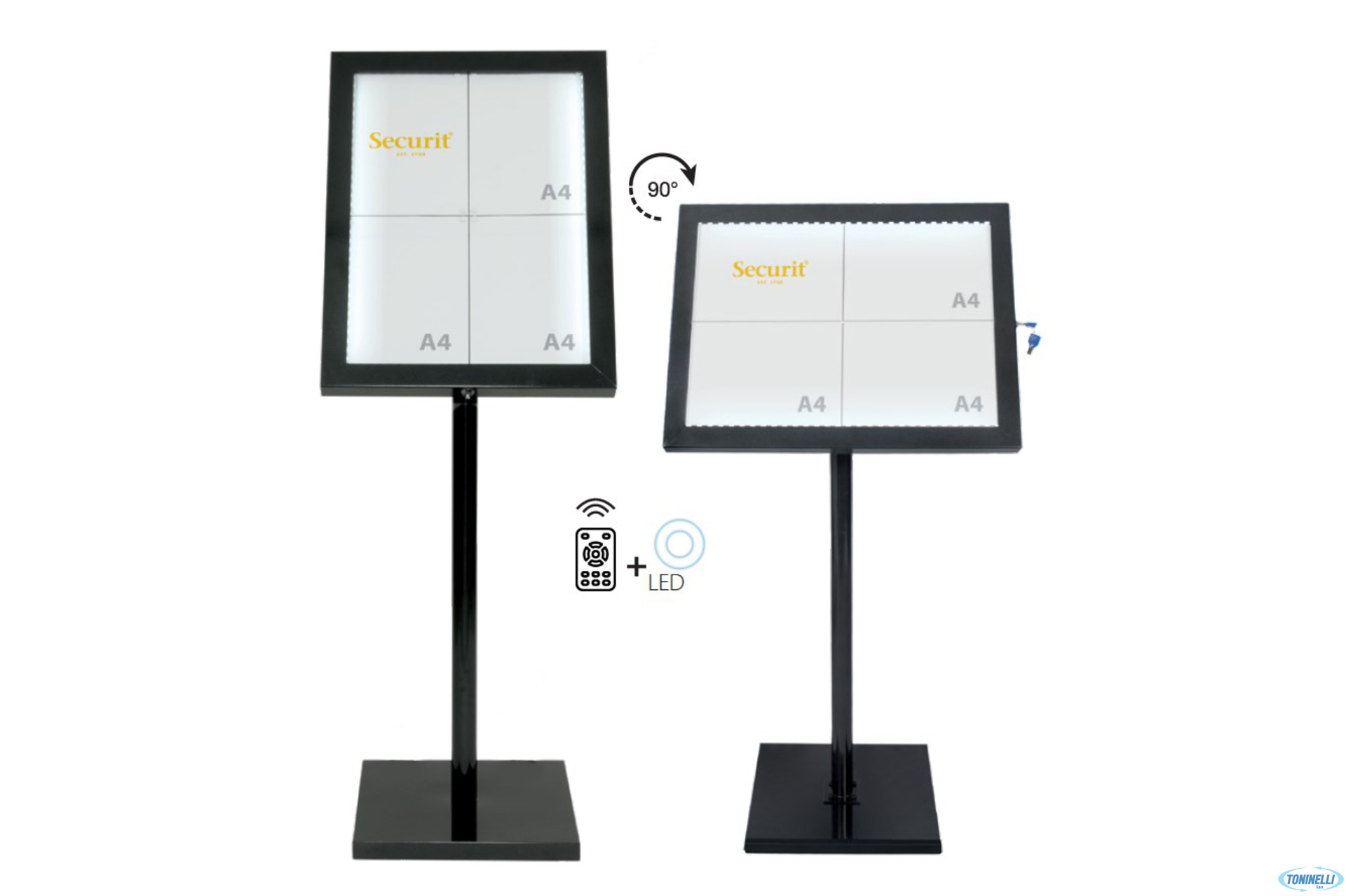 ESPOSITORE BLACK STAR A LED LA CONFEZIONE COMPRENDE ESPOSITORE COMPLETO (ASSE BACHECA) 2 CHIAVI PER CHIUSURA E 5 METRI DI CAVO COMPRESI.