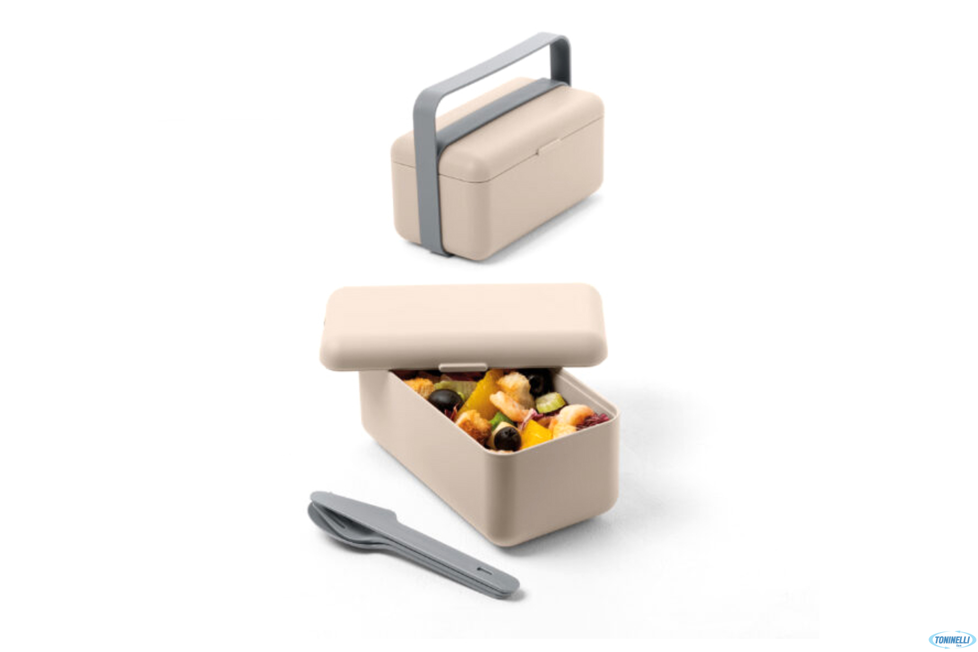 BLIM LUNCHBOX MOKA GREY BAULETTO PORTAVIVANDE M 2POSTI CM 18X9,5XH.17,5 CON SET POSATE INCLUSO