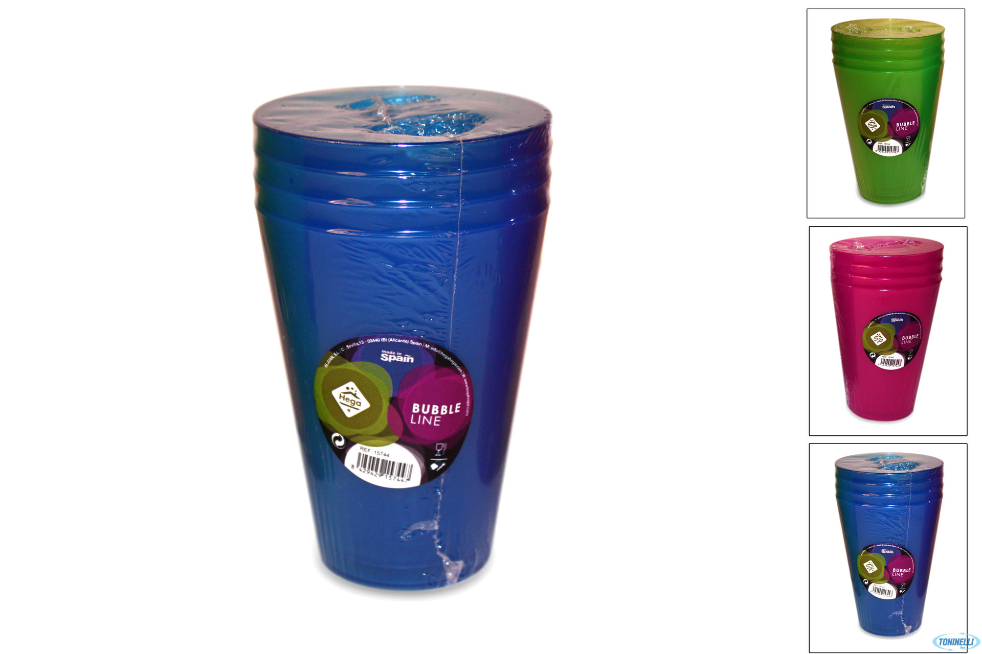 BUBBLE LINE-SET 4 BICCHIERI PLASTICA CL.43 COLORI ASSORTITI 15744