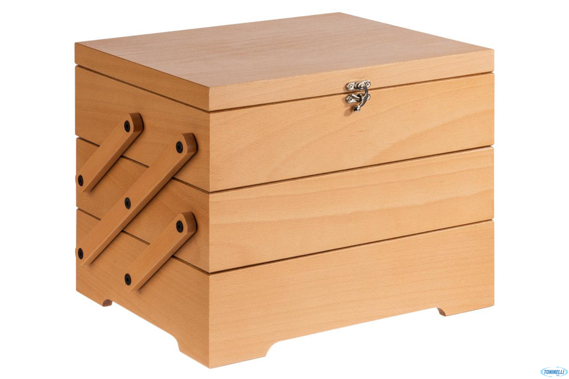 BUFFET BOX-CESTINO ESPOSITORE COLAZIONE IN LEGNO ROVERE CHIARO OLIATO CM36X29 H28. 3 SCOMPARTI DA CM 33X27 H.7. ADATTO PER GN 1.2   11711