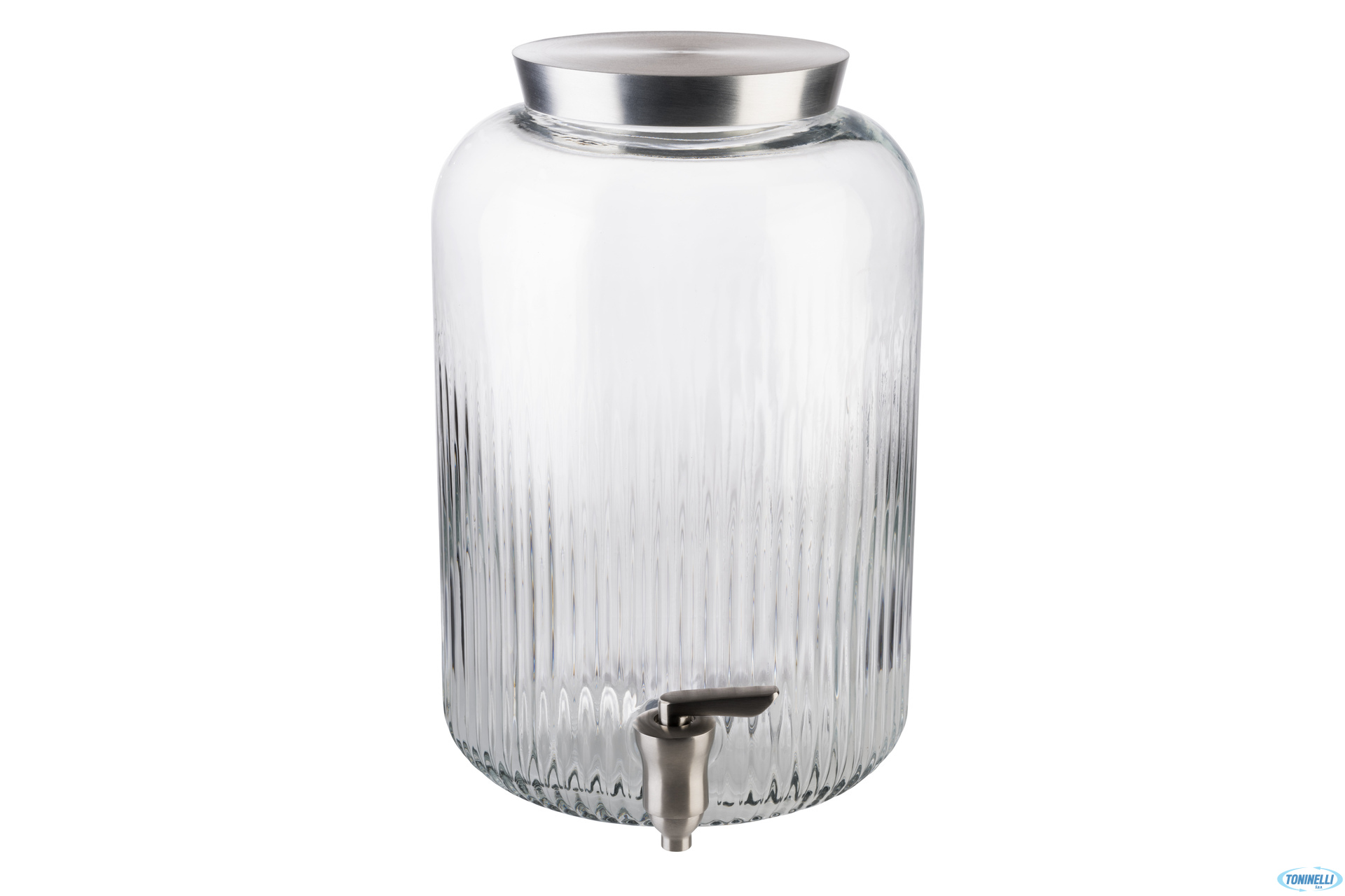BUFFET-DISTRIBUTORE PER BEVANDE CM20XH.30,5 IN VETRO 7 LITRI, CON COPERCHIO E RUBINETTO IN ACCIAIO INOX 10855