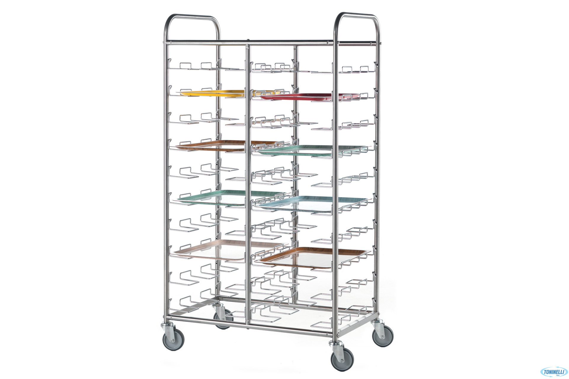 CARRELLO INOX RITIRO 30 VASSOI CM 129X55X153 RV-F30