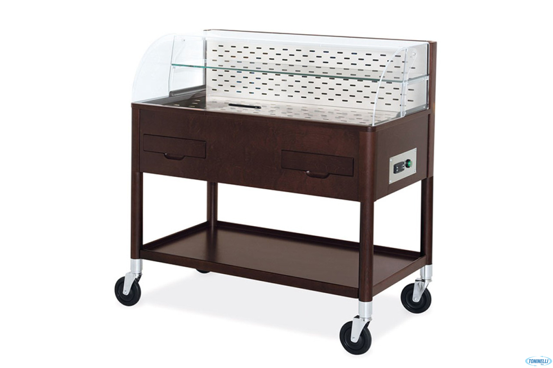 CARRELLO REFRIGERANTE DOLCI-FORMAGGI WENGE CM 108X61X112H 1300W CON SET 2 RUOTE CON FRENO
