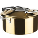 ORBIT CHAFING DISH-PENTOLA L.8 CON BACCINELLA PLACCATO ORO LT.4  INOX CM.30,5 H.17,5