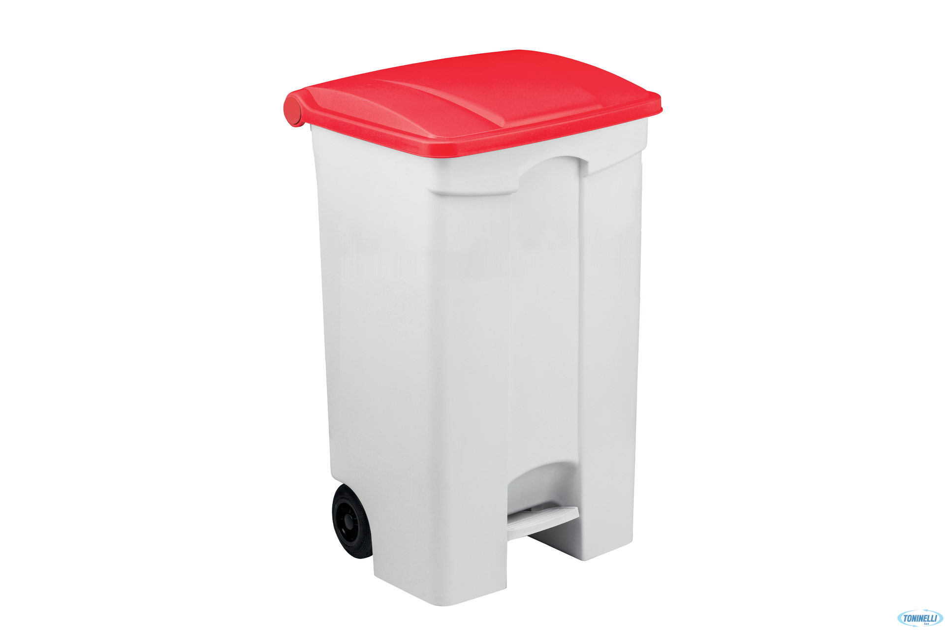 CONTITOP MOBILE-CONTENITORE RIFIUTI MOBILE A PEDALE BIANCO COPERCHIO ROSSO 90L CM 50X40 H 82 115597