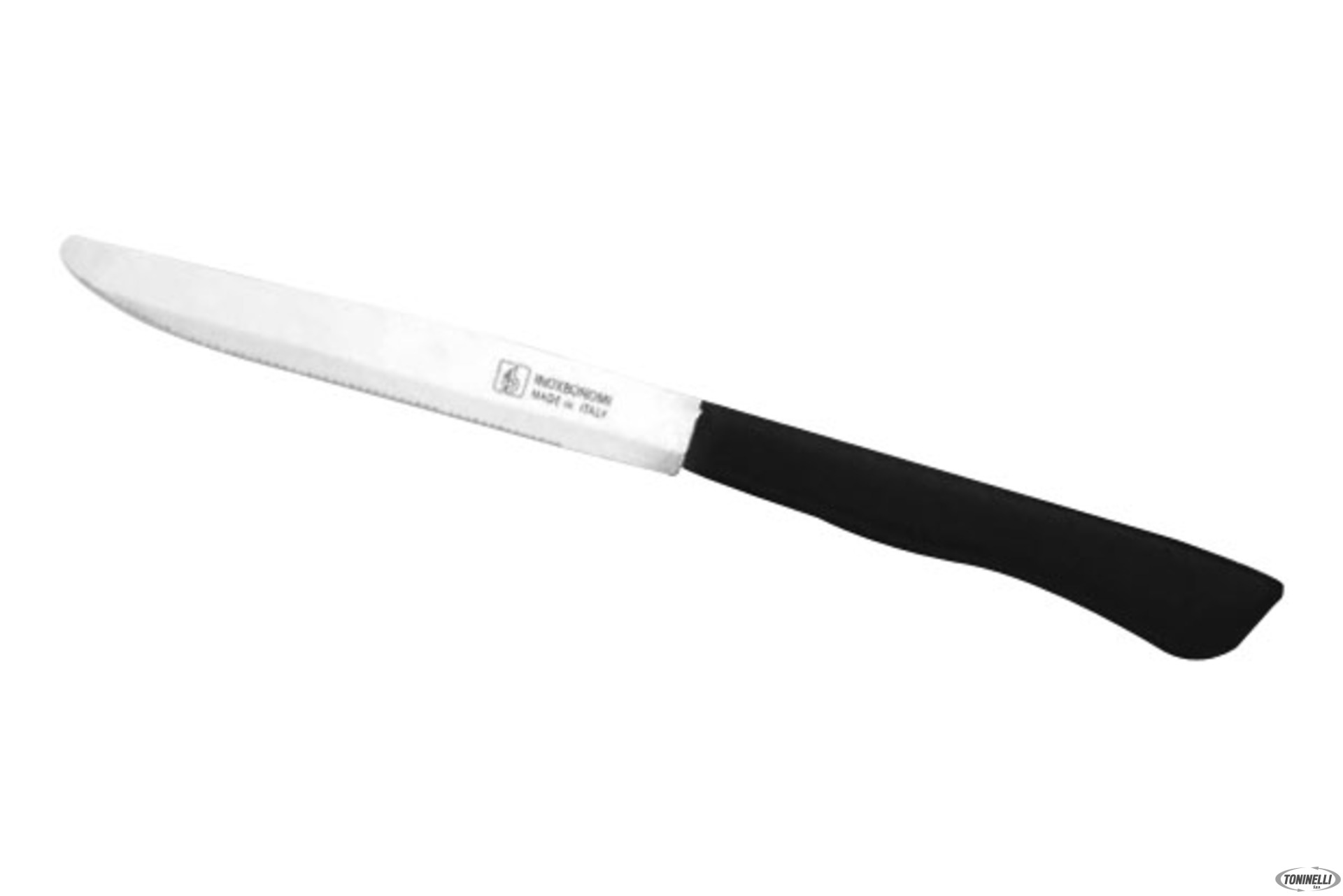 DE LUXE-CONFEZIONE 6 COLTELLI BISTECCA-PIZZA LAMA CM 12 NERO