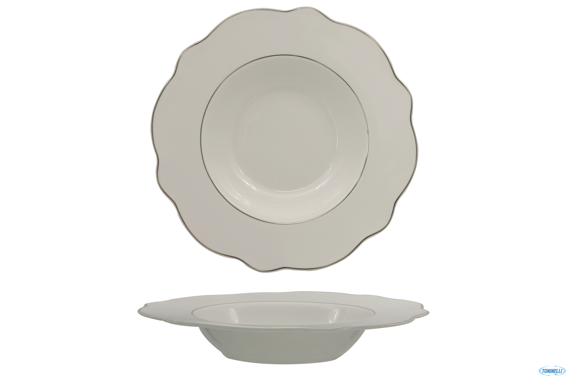 GRACE FILO ORO-PASTA BOWL IN PORCELLANA ALLUMINICA CM 27 INTERNO CM 16,5