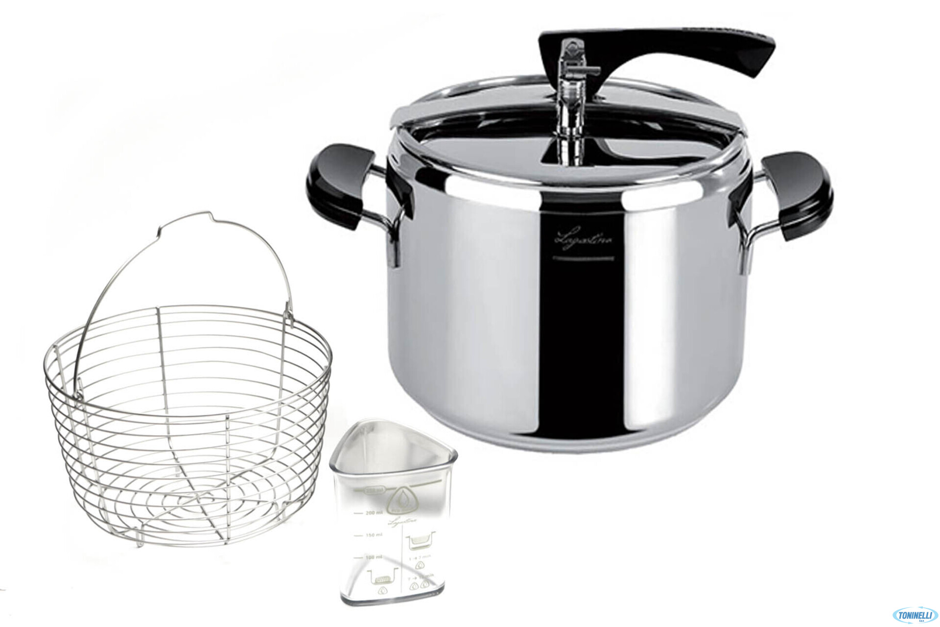 LA CLASSICA LAGOFUSION-PENTOLA A PRESSIONE LT.5 CM.22 CON CESTELLO ED ECODOSE