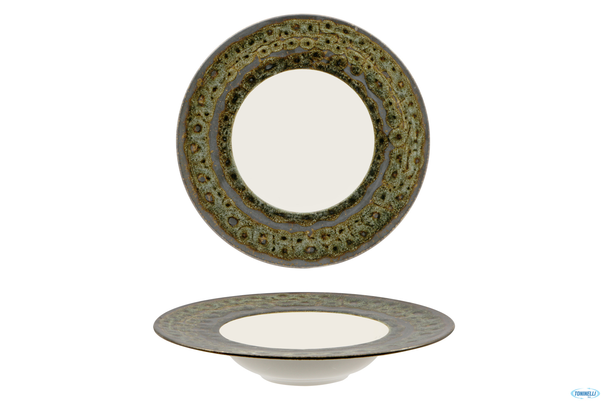 MATHERIA GREEN-PASTA BOWL IN PORCELLANA CM.27 INTERNO BIANCO