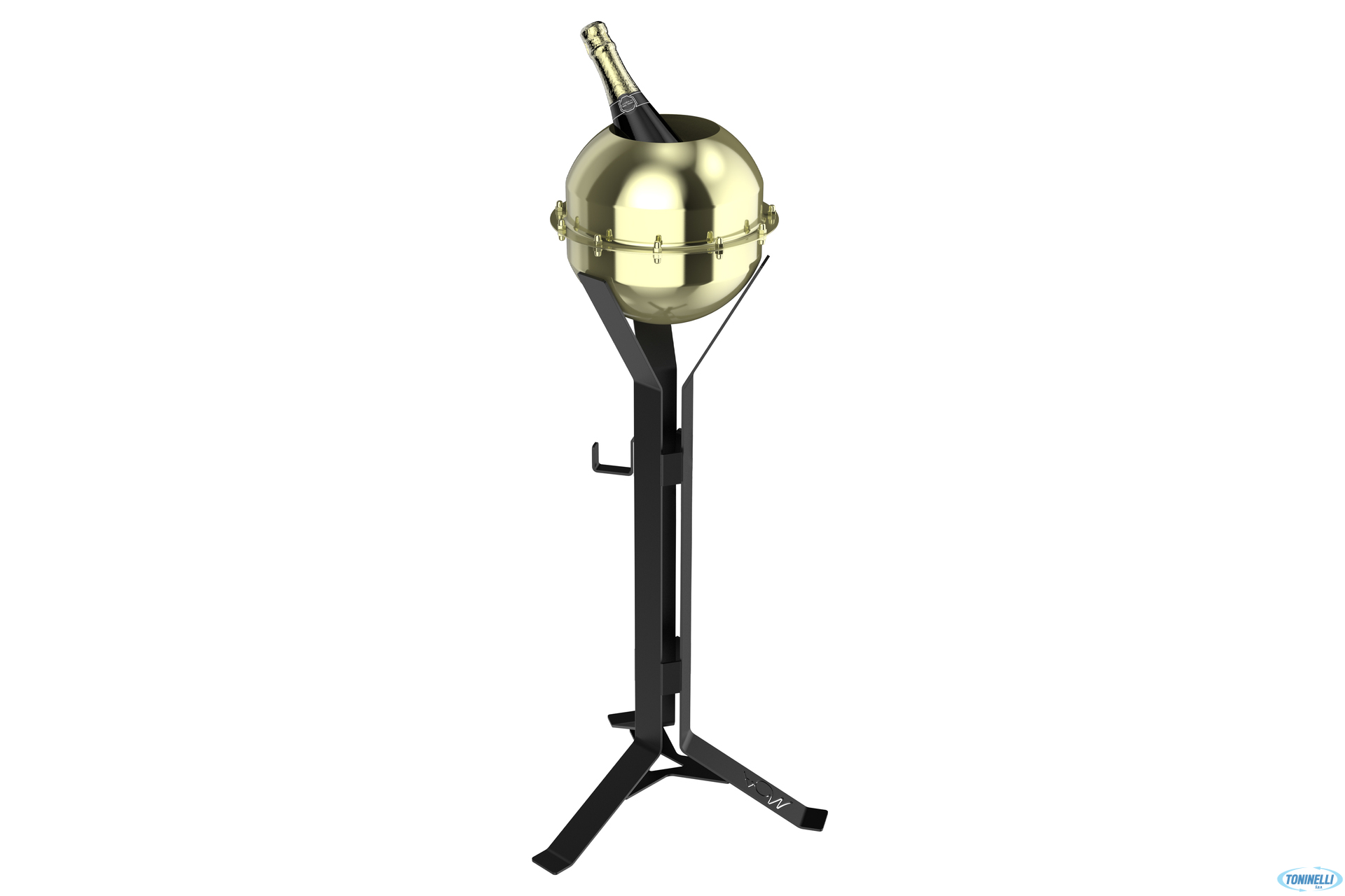 MOA BUFFET NERO-SPACE-COLONNA H.66 CON SECCHIELLO CHAMPAGNE CM 20 1 BOTTIGLIA FINITURA ORO