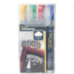'SET 4 PENNARELLI A GESSO LIQUIDO RESISTENTI ALL''ACQUA, PUNTA MEDIA 2-6 MM A SCALPELLO, COLORI ASSORTITI (BLU, ROSSO, VERDE E GIALLO) SMA610-V4'