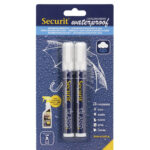 'SET 2 PENNARELLI A GESSO LIQUIDO RESISTENTI ALL''ACQUA, PUNTA MEDIA 2-6 MM A SCALPELLO, COLORE BIANCO BL-SMA610-WT'