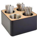 PORTAPOSATE LEGNO 4 FORI INOX CM27X27H15 SAN