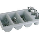 PORTAPOSATE 6 POSTI GN 1.1 CM.53X32,5 H.10 POLIPROPILENE GRIGIO, IMPILABILE 11960
