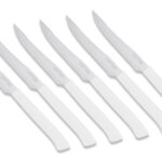 TAGLIENTISSIMI-CONFEZIONE 6 COLTELLI BISTECCA LAMA DENTATA CM 11 MANICO BIANCO