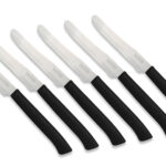 TAGLIENTISSIMI-CONFEZIONE 6 COLTELLI TAVOLA LAMA DENTATA CM 11 MANICO NERO