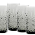 TIMELESS GRIGIO-CONFEZIONE 4 BICCHIERI LONG DRINK CL 45 IN PASTA DI VETRO COLORATA