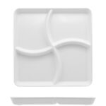 VIVENZI-PIATTO 4 SCOMPARTI CM 26X26 MELAMINA BIANCO