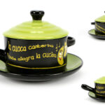 ZUPPINO 1 MANIC0 CM.11 CON PIATTO E COPERCHIO VERDE -LA CUOCA CANTERINA  ART.4